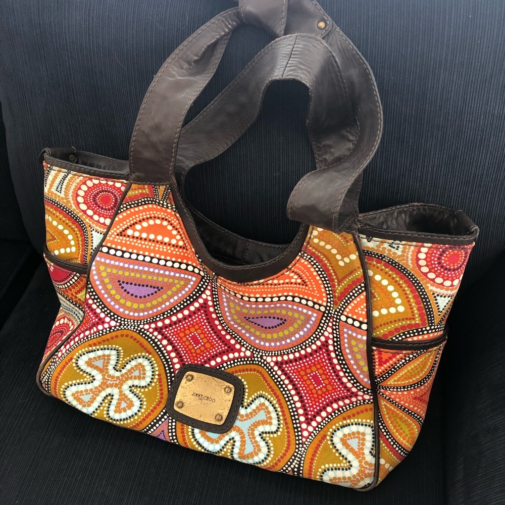 Jimmy Choo Canvas and Leather Tote Handbag